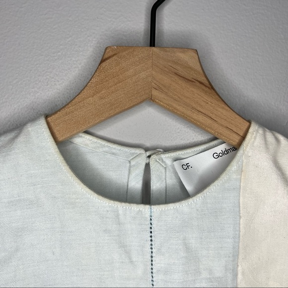 CF Goldman 3/4 Sleeve Linen Blend Jacquard Colorblock Top 0 FLAW - Picture 4 of 14